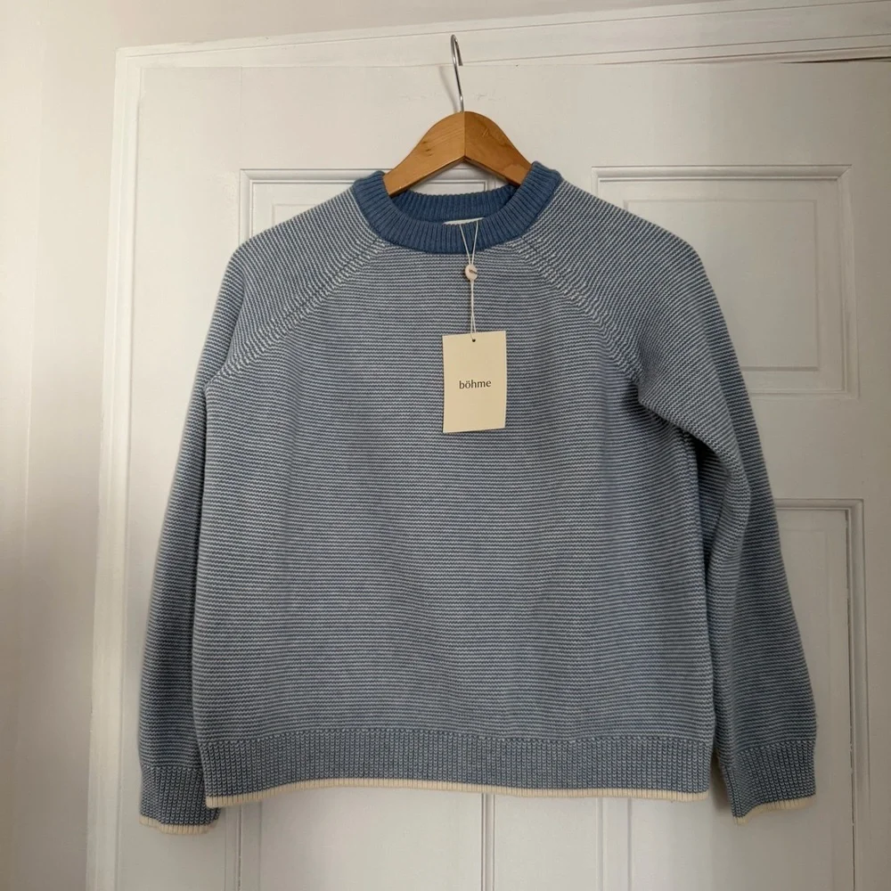 NWT bohme Women's Light Blue Crewneck Sweater - Picture 8 of 13